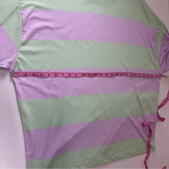 ASOS Design Shirt Womens Medium Purple Green Striped Short Sleeve Tee Tshirt - Picture 8 of 10